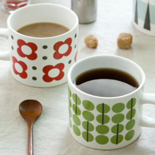 [컵(도자기머그)]애플,플라워머그2P